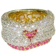 Stambolian Pink Sapphire Pave Diamond Gold Ring