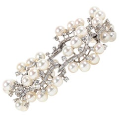 Rare Pearl Diamond Platinum Bracelet
