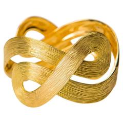 H Stern Celtic Dunes Textured Gold Bangle Bracelet