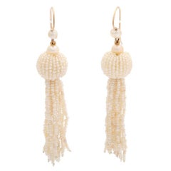 Victorian Natural Seed Pearl Fringe Earrings