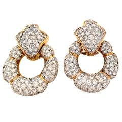 12 Carat Diamond Gold Door Knocker Earrings 7