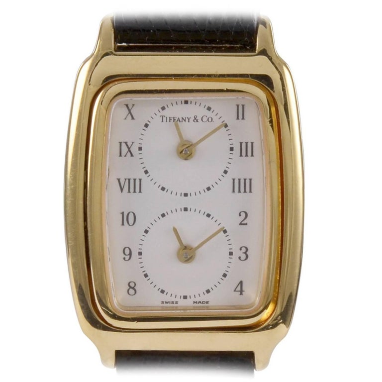 Tiffany and Co. Lady's Yellow Gold Dual Time Zone Quartz Wristwatch For ...