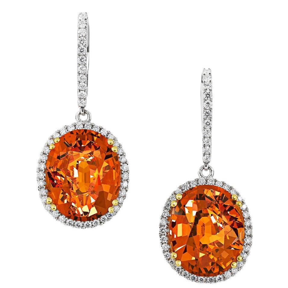 17.85 Carats Mandarin Drop Earrings For Sale at 1stdibs