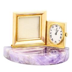Cartier Amethyst Gold Clock with Picture Frame 12