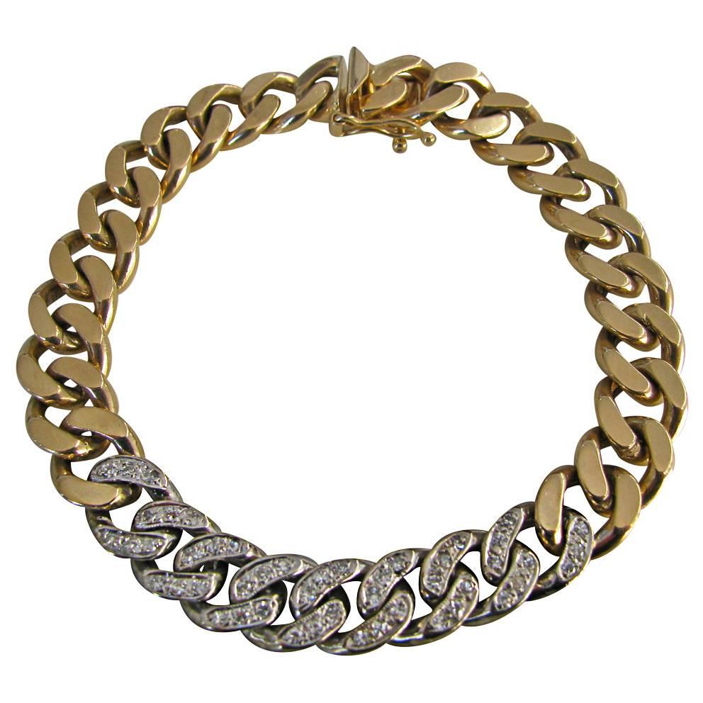 Tiffany & Co. Diamond Gold Reversible Link Bracelet