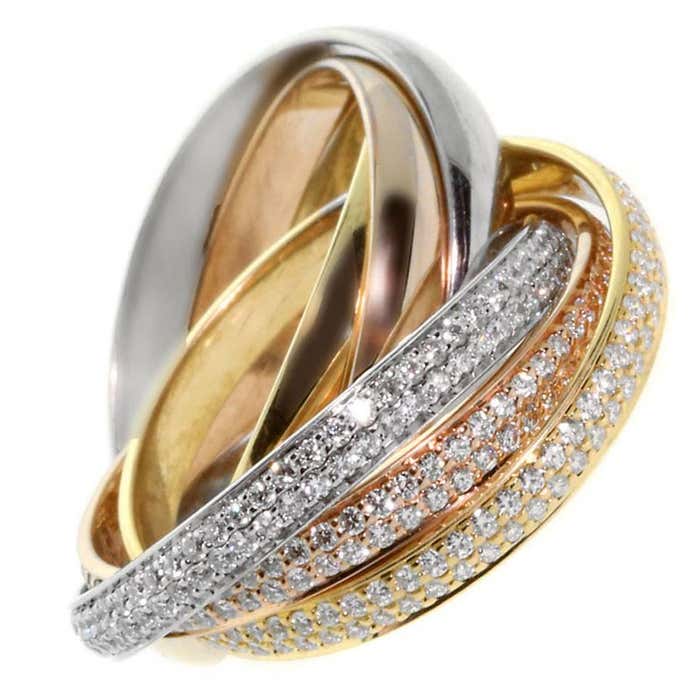 Cartier Trinity Diamond Three Color Gold Ring at 1stDibs | cartier ring ...
