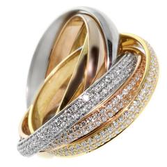 Cartier Trinity Diamond Three Color Gold Ring 8