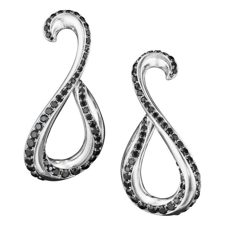 Naomi Sarna Black Diamond Palladium Earrings For Sale