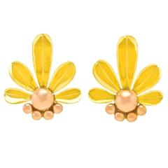 Art Deco Flower Power Gold Earrings