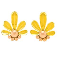 Art Deco Flower Power Gold Earrings