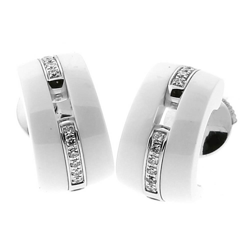 Chanel Ceramic Ultra Diamond Gold Earrings At 1stdibs