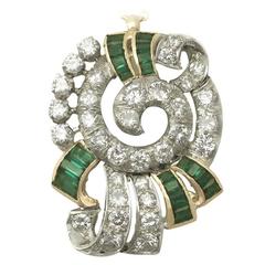 3.06 Ct Diamond and Synthetic Emerald, 12 k Yellow Gold Pendant - Vintage 6