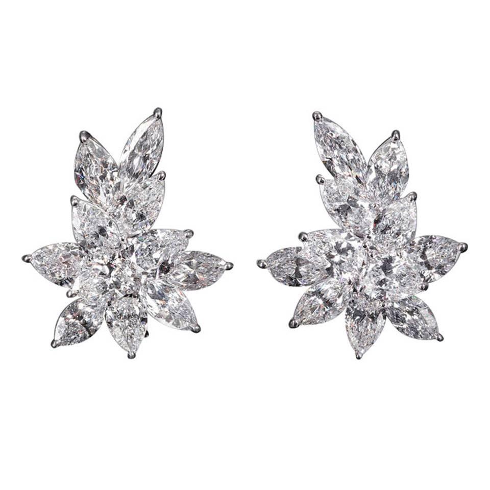 22.99 Carat GIA Certified Diamonds Platinum Cluster Earrings