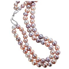 Naomi Sarna Double Strand Freshwater Pearl Diamond Gold Necklace 8