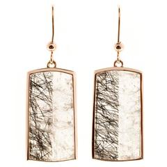 Peter Suchy Transparent Quartz Crystal Rose Gold Dangle Earrings