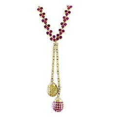 Pink and Yellow Sapphire Diamond Gold Necklace