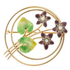 Krementz Pearl Enamel Rose Gold Flower Pin 3