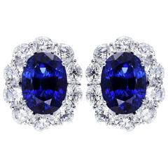 17.93 Carats Sapphires 8.72 Diamonds Platinum Cluster Earrings 7
