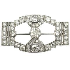 7.10Ct Diamond and Platinum Brooch - Art Deco Style - Antique Circa 1930 10