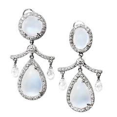 Fred Leighton Moonstone Diamond Gold Chandelier Earrings