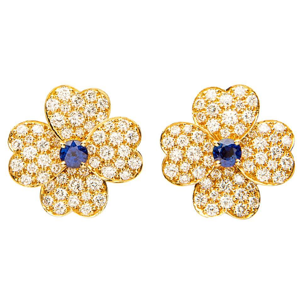 Van Cleef & Arpels Sapphire Diamond Gold Cosmos Earrings