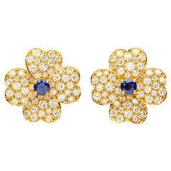 Van Cleef & Arpels Sapphire Diamond Gold Cosmos Earrings