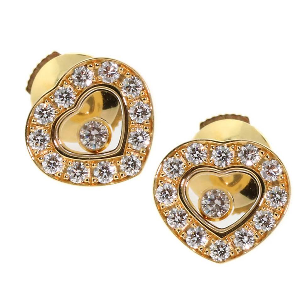 Chopard Happy Diamond Gold Heart Earrings