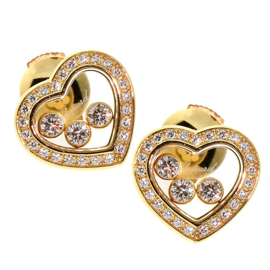 Chopard Happy Diamond Gold Heart Earrings
