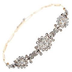 Antique Edwardian Diamond Flower Bracelet