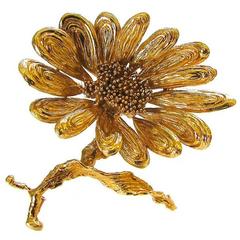 Vintage Chaumet Gold Sunflower Brooch