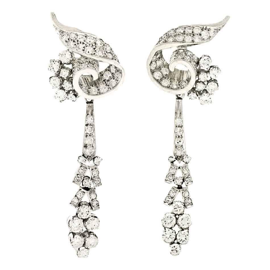 Elegant Fifties Diamond Chandelier Earrings