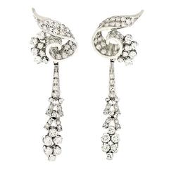 Vintage Elegant Fifties Diamond Chandelier Earrings