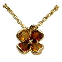 Chanel Citrine Gold Clover Necklace 4