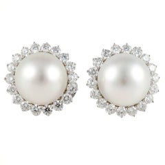 South Sea Pearl Diamond Gold Earrings