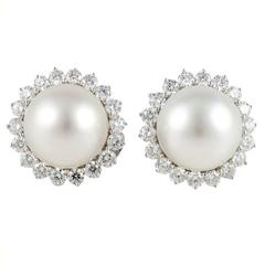 South Sea Pearl Diamond Gold Earrings 4