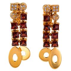 Bulgari Lucea Garnet Diamond Gold Earrings