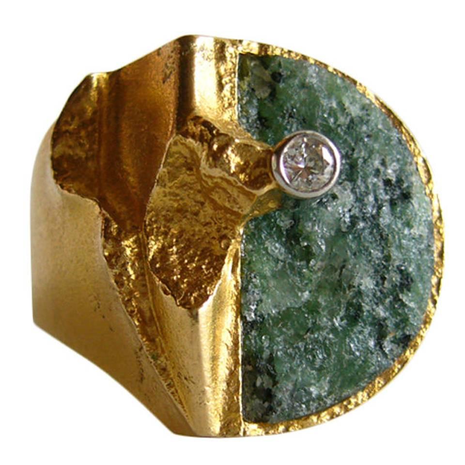 Bjorn Weckstrom for Lapponia Zoisite Diamond Gold Ring