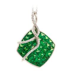 Dilamani Tsavorite Garnet Diamond Gold Pendant Necklace 5