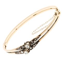 Rose Cut Diamond Gold Bangle Bracelet 8