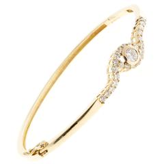 Diamond Gold Swirl Bangle Bracelet