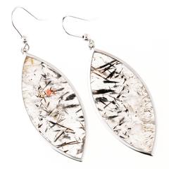 Peter Suchy Quartz Crystal Rutile Gold Dangle Earrings