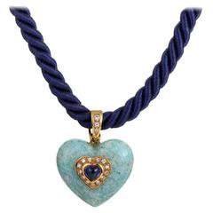 Fred Paris Blue Heart Gold Pendant Necklace