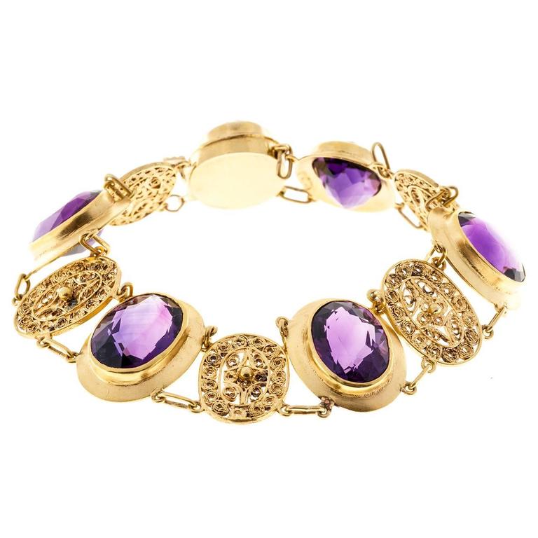Amethyst Gold Filigree Bracelet For At 1stdibs Amethyst Gold Filigree Bracelet For
