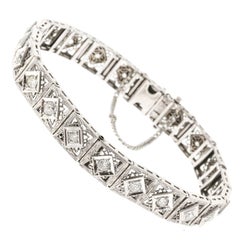 Pulsera de Oro Platino con Diamantes talla europea antigua