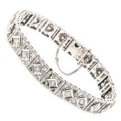 Old European Cut Diamond Platinum Gold Gold Bracelet