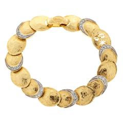 Torrini Diamond Gold Texture Link Bracelet