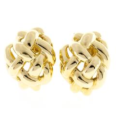 Domed Italian Gold Weave Clip Back And Post Earrings