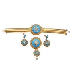 Victorian Hunt & Roskell 1.82 Carat Diamond Turquoise Gold Jewelry Set 6