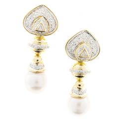 South Sea Cultured Pearl Diamond Dangle Earrings 8