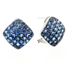 Sapphire Gold Square Earrings